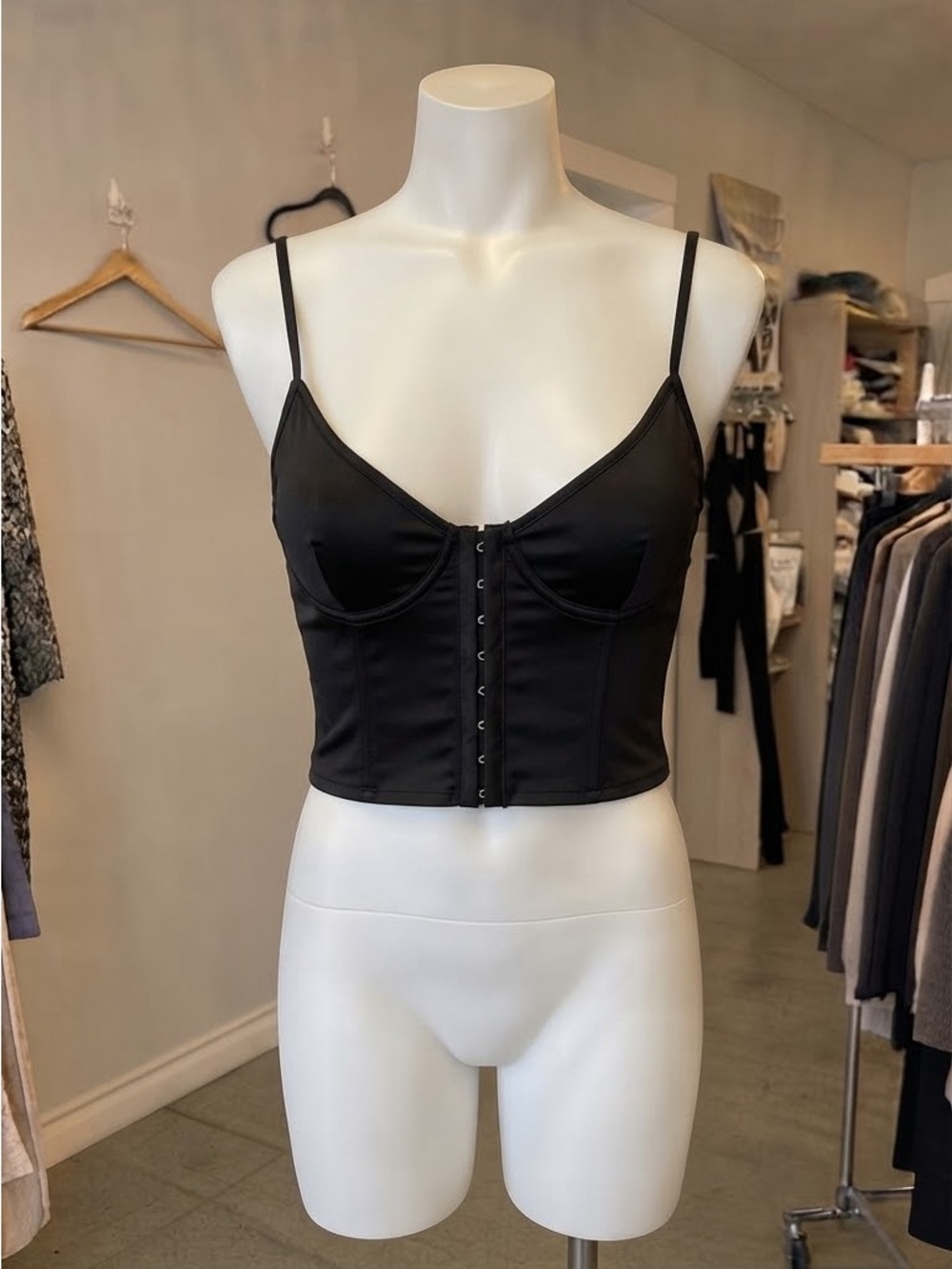 Forever 21 Black Hook & Eye Corset Crop Top Underwire Bustier Bralette Size M